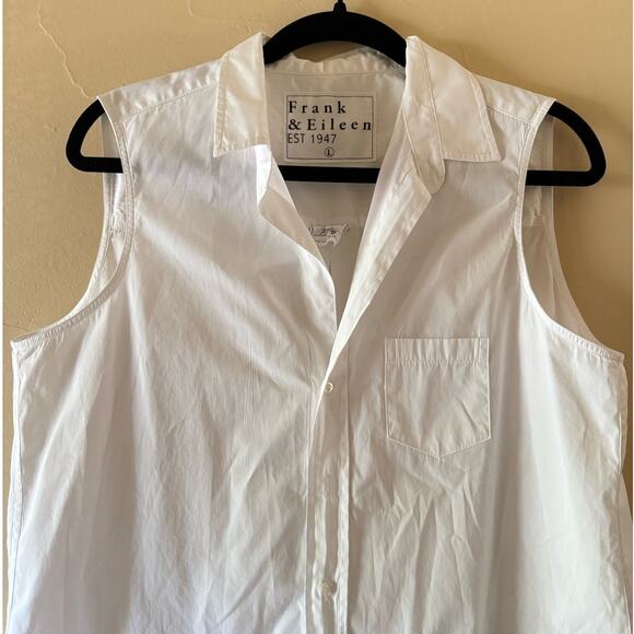 Frank and Eileen White Fiona Sleeveless Button-Up Shirt sz L - Picture 2 of 5